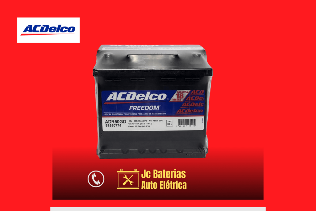 Bateria ACDelco 50 Amperes em BH JC Baterias
